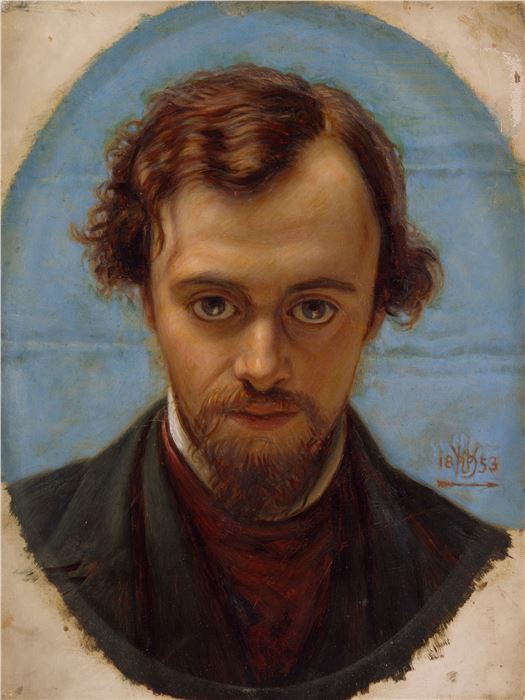 William Holman Hunt, Portrait of Dante Gabriel Rossetti at 22 years of Age, Oil on panel 30.2cm x 22.9cm, 1853